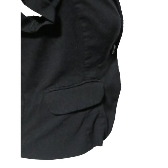 Rampage Black Bolero Shacket Women's Size M Cropped Jacket Ruched Short Cap Slee - Picture 8 of 11